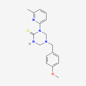 molecular formula C17H20N4OS B11476018 1,3,5-Triazine-2(1H)-thione, tetrahydro-5-[(4-methoxyphenyl)methyl]-1-(6-methyl-2-pyridinyl)- 