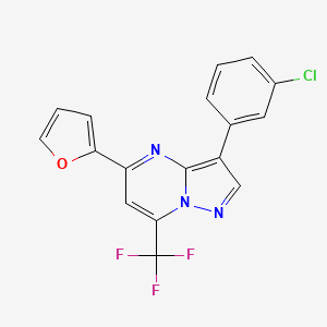 molecular formula C17H9ClF3N3O B11476041 3-(3-Chlorophenyl)-5-(furan-2-yl)-7-(trifluoromethyl)pyrazolo[1,5-a]pyrimidine 