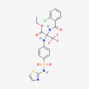 molecular formula C21H18ClF3N4O5S2 B11476063 ethyl N-[(2-chlorophenyl)carbonyl]-3,3,3-trifluoro-2-{[4-(1,3-thiazol-2-ylsulfamoyl)phenyl]amino}alaninate 