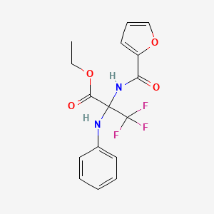 Propanoic acid, 3,3,3-trifluoro-2-[(2-furanylcarbonyl)amino]-2-(phenylamino)-, ethyl ester