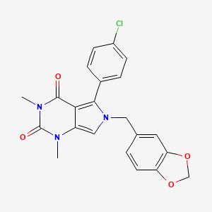 molecular formula C22H18ClN3O4 B11476081 6-(1,3-benzodioxol-5-ylmethyl)-5-(4-chlorophenyl)-1,3-dimethyl-1H-pyrrolo[3,4-d]pyrimidine-2,4(3H,6H)-dione 