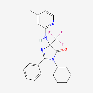 molecular formula C22H23F3N4O B11476182 3-cyclohexyl-5-[(4-methylpyridin-2-yl)amino]-2-phenyl-5-(trifluoromethyl)-3,5-dihydro-4H-imidazol-4-one 