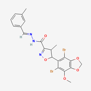 5-(4,6-dibromo-7-methoxy-1,3-benzodioxol-5-yl)-4-methyl-N'-[(E)-(3-methylphenyl)methylidene]-4,5-dihydro-1,2-oxazole-3-carbohydrazide