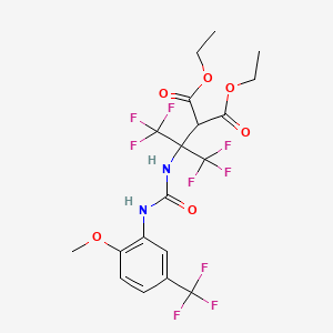 Diethyl 2-(2,2,2-trifluoro-1-(((2-methoxy-5-(trifluoromethyl)anilino)carbonyl)amino)-1-(trifluoromethyl)ethyl)malonate