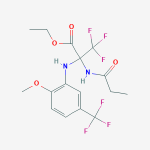 Ethyl 3,3,3-trifluoro-2-{[2-methoxy-5-(trifluoromethyl)phenyl]amino}-2-propanamidopropanoate