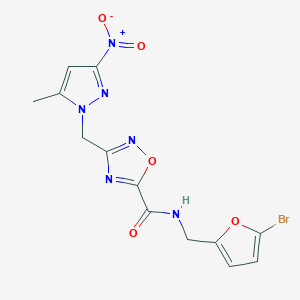 N-[(5-bromofuran-2-yl)methyl]-3-[(5-methyl-3-nitro-1H-pyrazol-1-yl)methyl]-1,2,4-oxadiazole-5-carboxamide