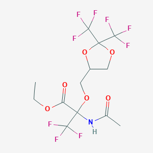 molecular formula C13H14F9NO6 B11476219 Ethyl 2-{[2,2-bis(trifluoromethyl)-1,3-dioxolan-4-YL]methoxy}-2-acetamido-3,3,3-trifluoropropanoate 