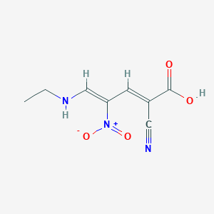 molecular formula C8H9N3O4 B11476241 (2E,4Z)-2-cyano-5-(ethylamino)-4-nitropenta-2,4-dienoic acid 