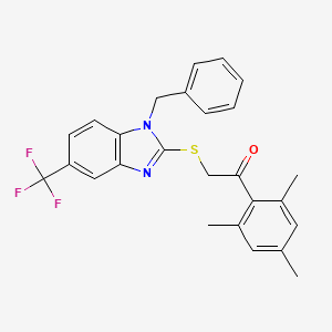 2-{[1-benzyl-5-(trifluoromethyl)-1H-benzimidazol-2-yl]sulfanyl}-1-(2,4,6-trimethylphenyl)ethanone