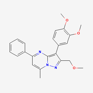 molecular formula C23H23N3O3 B11476296 3-(3,4-Dimethoxyphenyl)-2-(methoxymethyl)-7-methyl-5-phenylpyrazolo[1,5-a]pyrimidine 