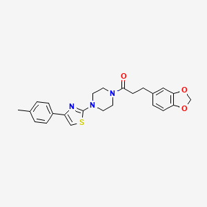 molecular formula C24H25N3O3S B11476297 3-(1,3-Benzodioxol-5-yl)-1-{4-[4-(4-methylphenyl)-1,3-thiazol-2-yl]piperazin-1-yl}propan-1-one 