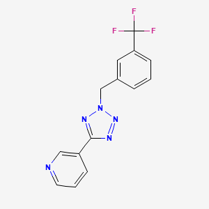 molecular formula C14H10F3N5 B11476307 Pyridine, 3-[2-[[3-(trifluoromethyl)phenyl]methyl]-2H-1,2,3,4-tetrazol-5-yl]- 