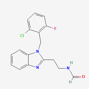 molecular formula C17H15ClFN3O B11476316 N-{2-[1-(2-chloro-6-fluorobenzyl)-1H-benzimidazol-2-yl]ethyl}formamide 