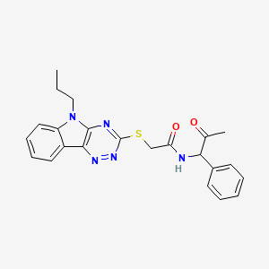 N-(2-Oxo-1-phenylpropyl)-2-({5-propyl-5H-[1,2,4]triazino[5,6-B]indol-3-YL}sulfanyl)acetamide