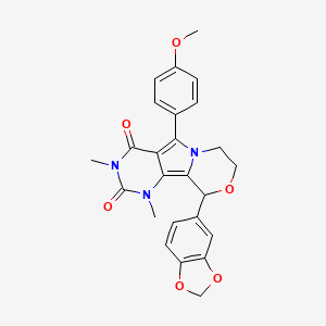 13-(1,3-benzodioxol-5-yl)-8-(4-methoxyphenyl)-3,5-dimethyl-12-oxa-3,5,9-triazatricyclo[7.4.0.02,7]trideca-1,7-diene-4,6-dione