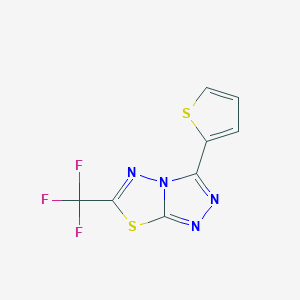 molecular formula C8H3F3N4S2 B11476358 3-(Thiophen-2-yl)-6-(trifluoromethyl)[1,2,4]triazolo[3,4-b][1,3,4]thiadiazole 