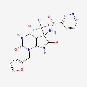 N-[1-(furan-2-ylmethyl)-4-hydroxy-2,6-dioxo-5-(trifluoromethyl)-2,5,6,7-tetrahydro-1H-pyrrolo[2,3-d]pyrimidin-5-yl]pyridine-3-carboxamide