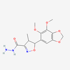 molecular formula C14H17N3O6 B11476454 5-(6,7-Dimethoxy-1,3-benzodioxol-5-yl)-4-methyl-4,5-dihydro-1,2-oxazole-3-carbohydrazide 