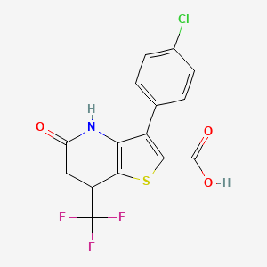 3-(4-Chlorophenyl)-5-oxo-7-(trifluoromethyl)-4,5,6,7-tetrahydrothieno[3,2-b]pyridine-2-carboxylic acid