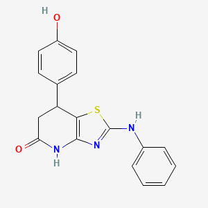 molecular formula C18H15N3O2S B11476503 7-(4-Hydroxyphenyl)-2-(phenylamino)-4H,6H,7H-[1,3]thiazolo[4,5-b]pyridin-5-one 