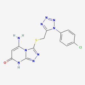 molecular formula C13H10ClN9OS B11476510 5-amino-3-({[1-(4-chlorophenyl)-1H-tetrazol-5-yl]methyl}sulfanyl)[1,2,4]triazolo[4,3-a]pyrimidin-7-ol 