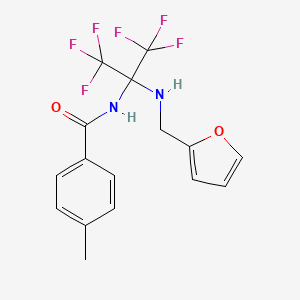 molecular formula C16H14F6N2O2 B11476545 N-{1,1,1,3,3,3-hexafluoro-2-[(furan-2-ylmethyl)amino]propan-2-yl}-4-methylbenzamide 