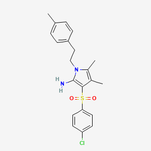 molecular formula C21H23ClN2O2S B11476594 3-[(4-chlorophenyl)sulfonyl]-4,5-dimethyl-1-[2-(4-methylphenyl)ethyl]-1H-pyrrol-2-amine 