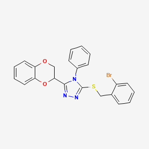 molecular formula C23H18BrN3O2S B11476618 3-[(2-bromobenzyl)sulfanyl]-5-(2,3-dihydro-1,4-benzodioxin-2-yl)-4-phenyl-4H-1,2,4-triazole 