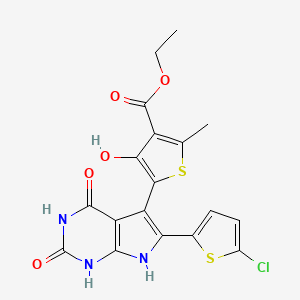 ethyl 5-[6-(5-chlorothiophen-2-yl)-2,4-dioxo-2,3,4,7-tetrahydro-1H-pyrrolo[2,3-d]pyrimidin-5-yl]-4-hydroxy-2-methylthiophene-3-carboxylate