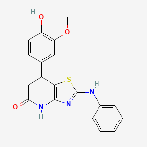 molecular formula C19H17N3O3S B11476661 7-(4-hydroxy-3-methoxyphenyl)-2-(phenylamino)-6,7-dihydro[1,3]thiazolo[4,5-b]pyridin-5(4H)-one 