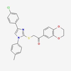 2-{[4-(4-chlorophenyl)-1-(4-methylphenyl)-1H-imidazol-2-yl]sulfanyl}-1-(2,3-dihydro-1,4-benzodioxin-6-yl)ethanone