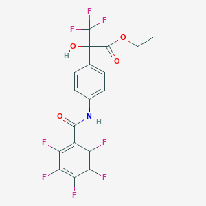 molecular formula C18H11F8NO4 B11476674 Ethyl 3,3,3-trifluoro-2-hydroxy-2-(4-{[(pentafluorophenyl)carbonyl]amino}phenyl)propanoate 