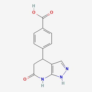 molecular formula C13H11N3O3 B11476699 4-(6-oxo-4,5,6,7-tetrahydro-1H-pyrazolo[3,4-b]pyridin-4-yl)benzoic acid 