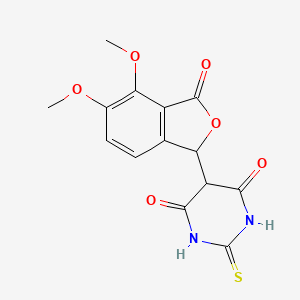 molecular formula C14H12N2O6S B11476718 5-(4,5-dimethoxy-3-oxo-1,3-dihydro-2-benzofuran-1-yl)-2-thioxodihydropyrimidine-4,6(1H,5H)-dione 