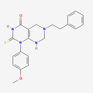 molecular formula C21H22N4O2S B11476748 1-(4-methoxyphenyl)-6-(2-phenylethyl)-2-sulfanyl-5,6,7,8-tetrahydropyrimido[4,5-d]pyrimidin-4(1H)-one 