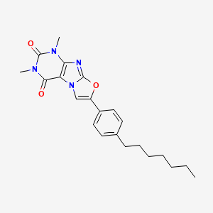 molecular formula C22H26N4O3 B11476778 7-(4-heptylphenyl)-1,3-dimethyl[1,3]oxazolo[2,3-f]purine-2,4(1H,3H)-dione 