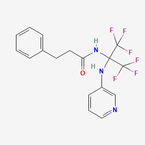 molecular formula C17H15F6N3O B11476795 N-[1,1,1,3,3,3-hexafluoro-2-(pyridin-3-ylamino)propan-2-yl]-3-phenylpropanamide 