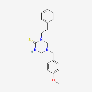 1,3,5-Triazine-2(1H)-thione, tetrahydro-5-[(4-methoxyphenyl)methyl]-1-(2-phenylethyl)-