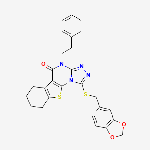 1-[(1,3-benzodioxol-5-ylmethyl)sulfanyl]-4-phenethyl-6,7,8,9-tetrahydro[1]benzothieno[3,2-e][1,2,4]triazolo[4,3-a]pyrimidin-5(4H)-one