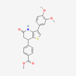 molecular formula C23H21NO5S B11476829 Methyl 4-[3-(3,4-dimethoxyphenyl)-5-oxo-4,5,6,7-tetrahydrothieno[3,2-b]pyridin-7-yl]benzoate 