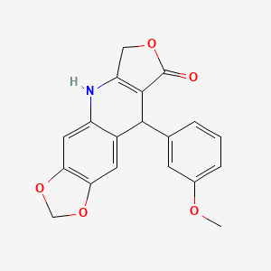 molecular formula C19H15NO5 B11476836 9-(3-Methoxyphenyl)-6,9-dihydro[1,3]dioxolo[4,5-g]furo[3,4-b]quinolin-8(5H)-one 