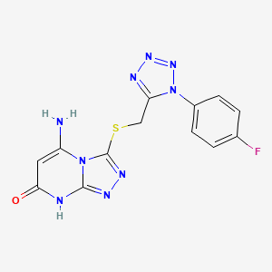 molecular formula C13H10FN9OS B11476869 5-amino-3-({[1-(4-fluorophenyl)-1H-tetrazol-5-yl]methyl}sulfanyl)[1,2,4]triazolo[4,3-a]pyrimidin-7-ol 