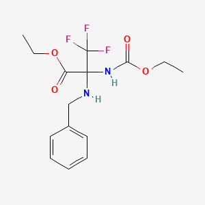 molecular formula C15H19F3N2O4 B11476870 Ethyl 2-(benzylamino)-2-[(ethoxycarbonyl)amino]-3,3,3-trifluoropropanoate 