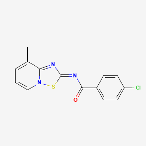 molecular formula C14H10ClN3OS B11476883 4-chloro-N-[(2E)-8-methyl-2H-[1,2,4]thiadiazolo[2,3-a]pyridin-2-ylidene]benzamide 