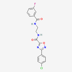 molecular formula C18H14ClFN4O3 B11476902 3-(4-chlorophenyl)-N-(2-{[(3-fluorophenyl)carbonyl]amino}ethyl)-1,2,4-oxadiazole-5-carboxamide 