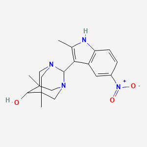 molecular formula C19H24N4O3 B11476925 5,7-dimethyl-2-(2-methyl-5-nitro-1H-indol-3-yl)-1,3-diazatricyclo[3.3.1.1~3,7~]decan-6-ol 