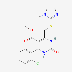 molecular formula C17H17ClN4O3S B11476950 methyl 4-(2-chlorophenyl)-6-{[(1-methyl-1H-imidazol-2-yl)sulfanyl]methyl}-2-oxo-1,2,3,4-tetrahydropyrimidine-5-carboxylate 