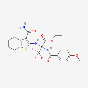 molecular formula C22H24F3N3O5S B11476956 ethyl N-(3-carbamoyl-4,5,6,7-tetrahydro-1-benzothiophen-2-yl)-3,3,3-trifluoro-2-{[(4-methoxyphenyl)carbonyl]amino}alaninate 