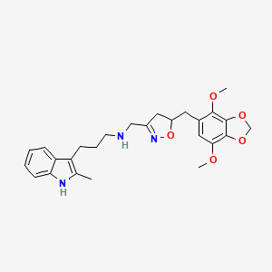 molecular formula C26H31N3O5 B11476970 N-({5-[(4,7-dimethoxy-1,3-benzodioxol-5-yl)methyl]-4,5-dihydro-1,2-oxazol-3-yl}methyl)-3-(2-methyl-1H-indol-3-yl)propan-1-amine 