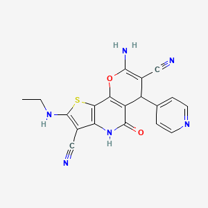 8-amino-2-(ethylamino)-5-oxo-6-(4-pyridyl)-4,6-dihydro-5H-pyrano[2,3-d]thieno[3,2-b]pyridine-3,7-dicarbonitrile